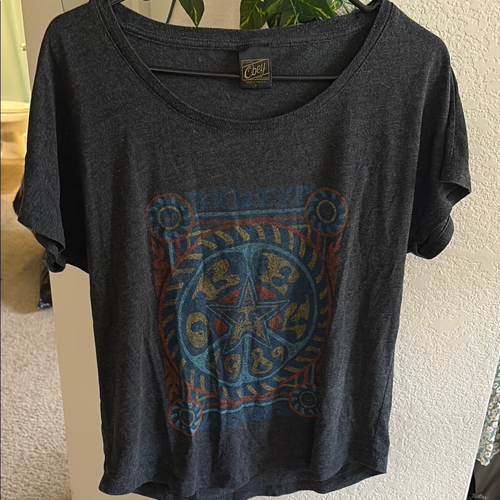 Obey Gray Graphic Relaxed Short Sleeve Tee